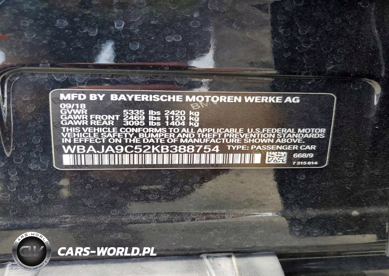 2019 BMW 530E VIN:WBAJA9C52KB388754 - 12