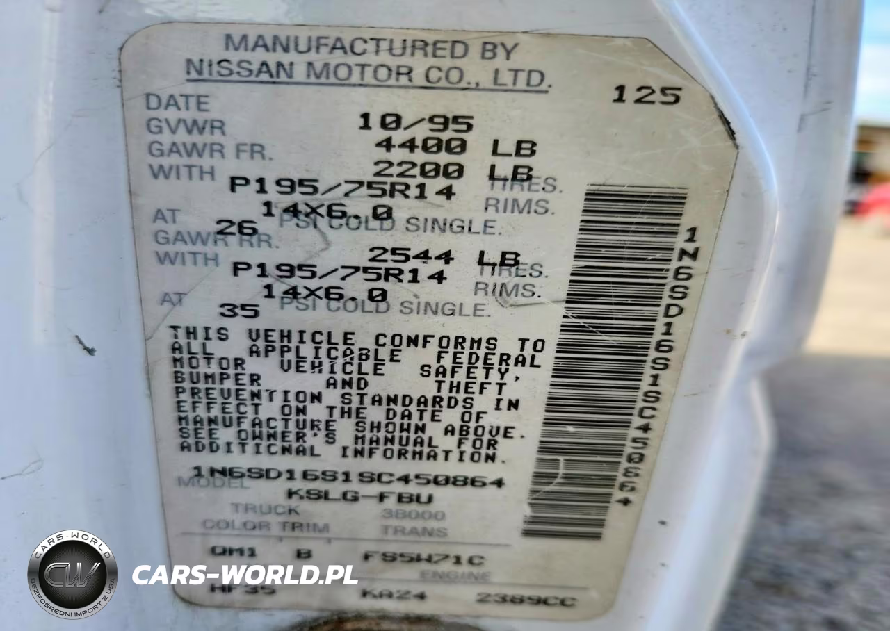 1995 Nissan Truck King Cab Xe VIN:1N6SD16S1SC450864 - 12