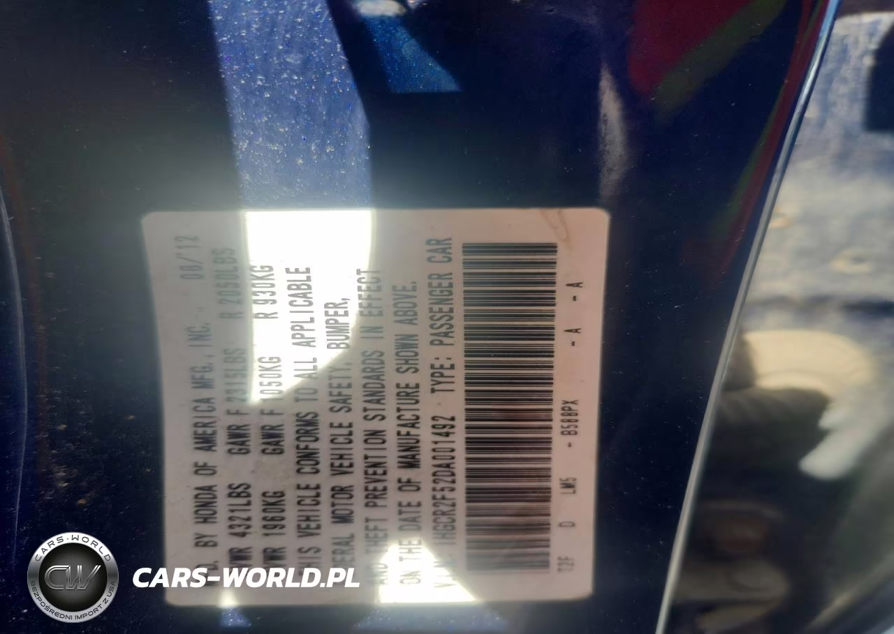 2013 Honda Accord Sport VIN:1HGCR2F52DA001492 - 12