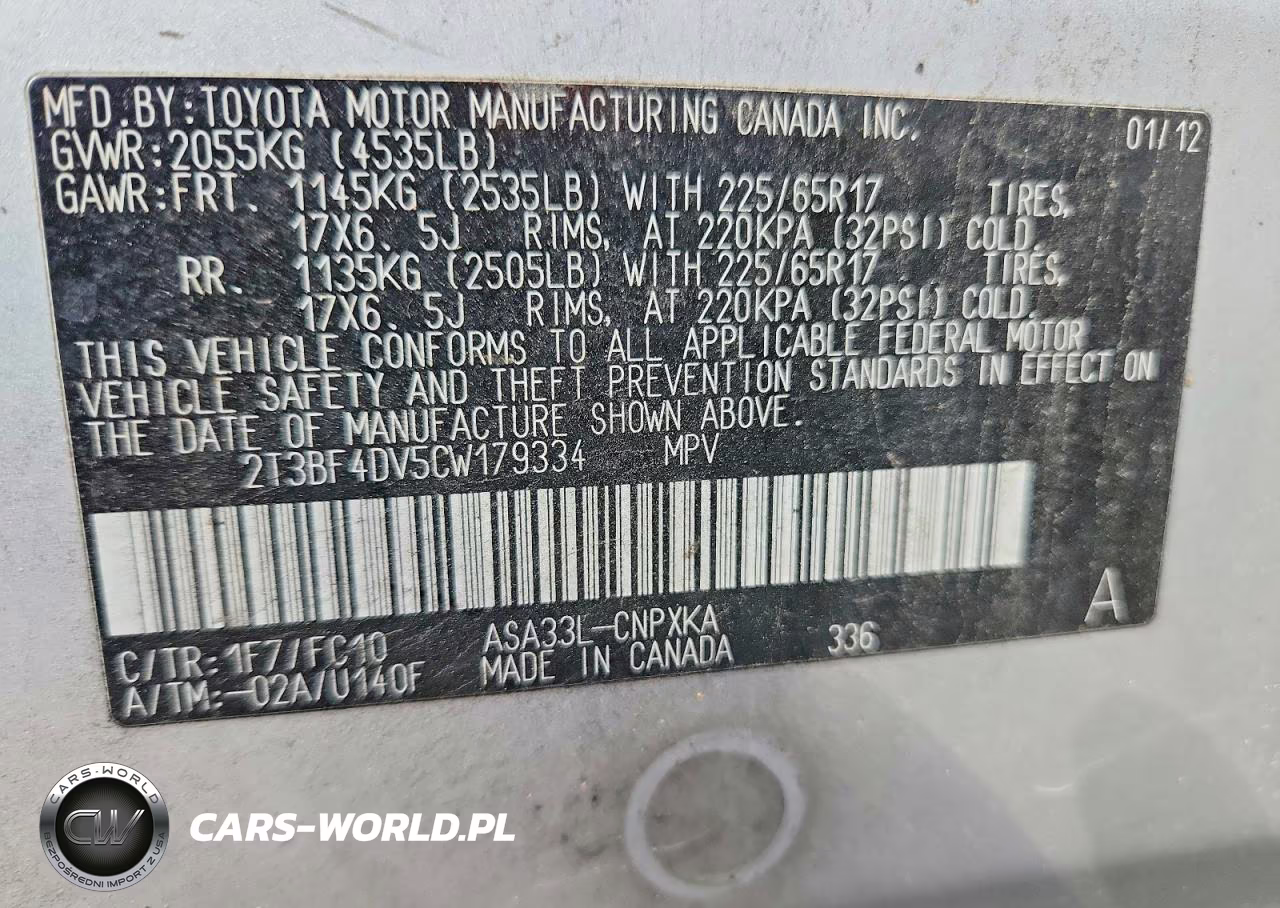 2012 Toyota Rav4 Base VIN:2T3BF4DV5CW179334 - 13