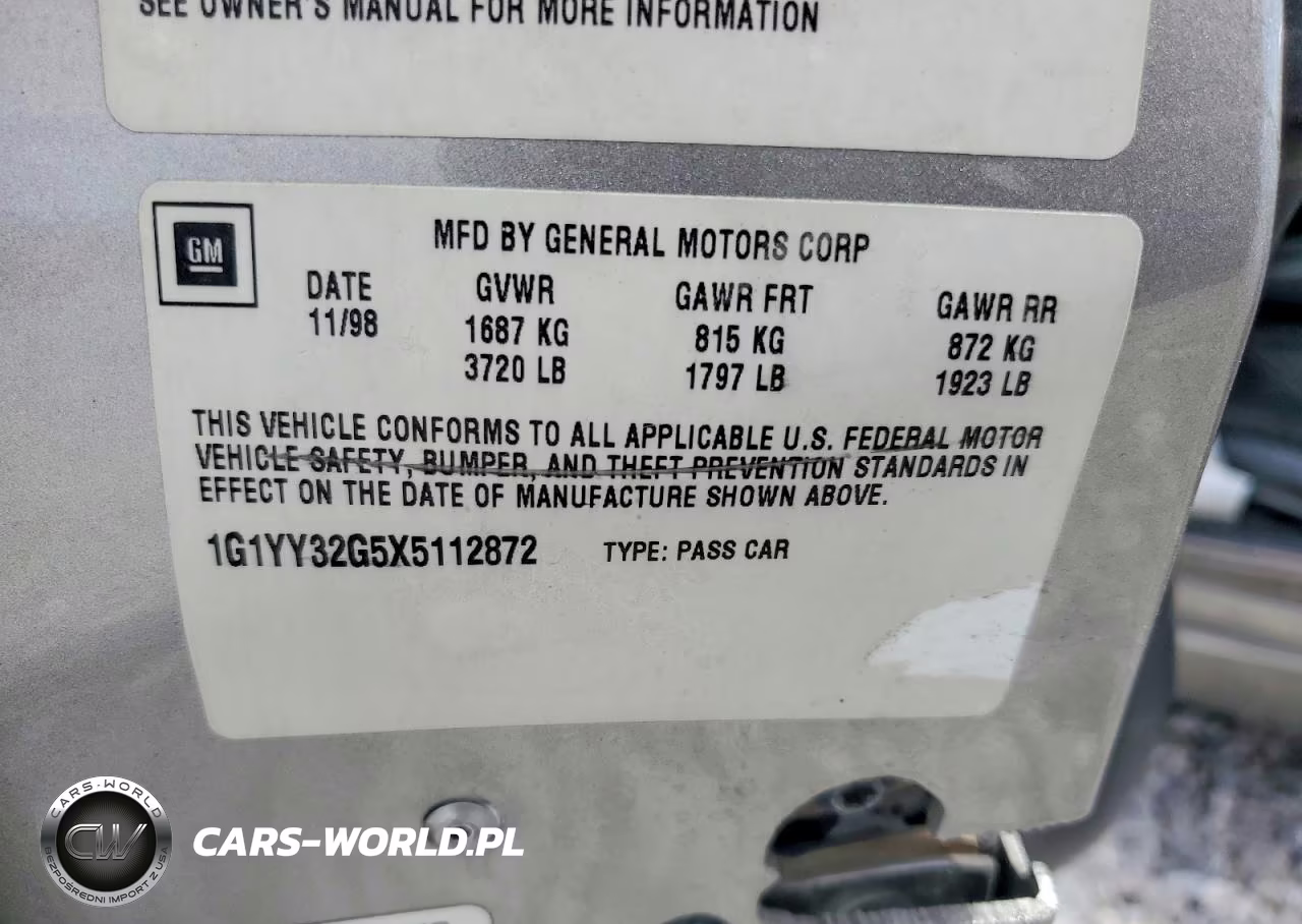 1999 Chevrolet Corvette VIN:1G1YY32G5X5112872 - 12