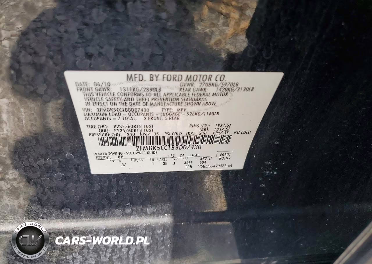 2011 Ford Flex Sel VIN:2FMGK5CC1BBD07430 - 12