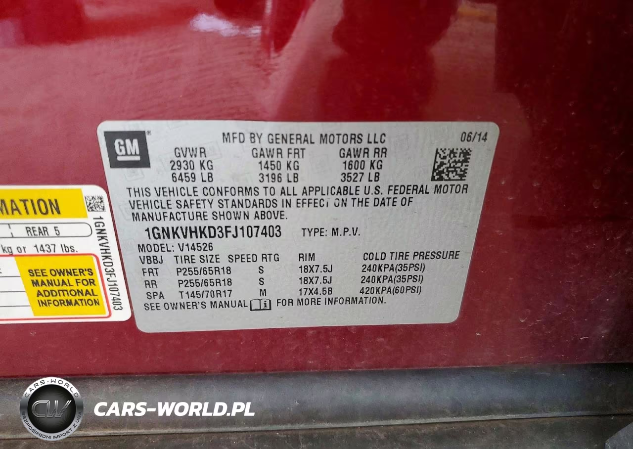 2015 Chevrolet Traverse Lt VIN:1GNKVHKD3FJ107403 - 13
