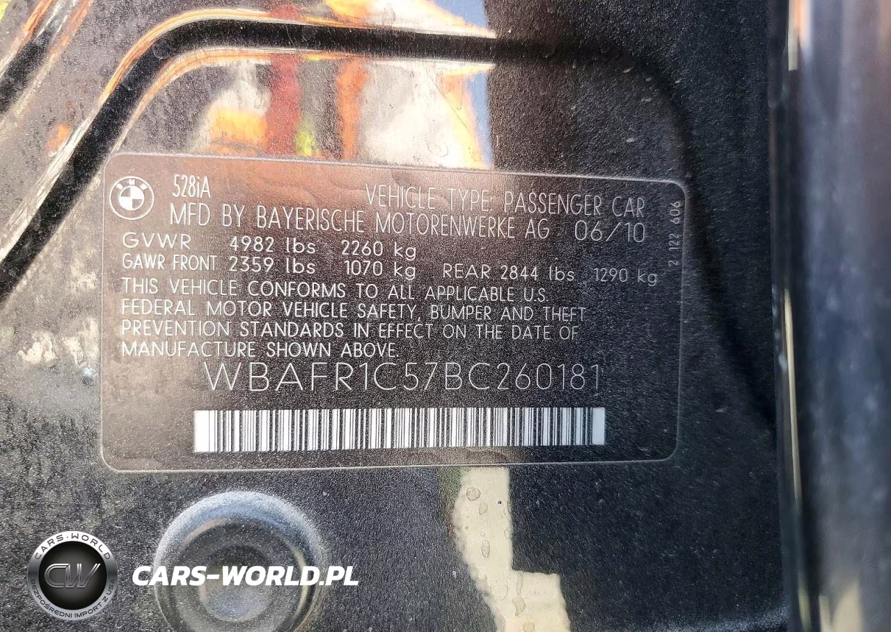 2011 BMW 528 I VIN:WBAFR1C57BC260181 - 12