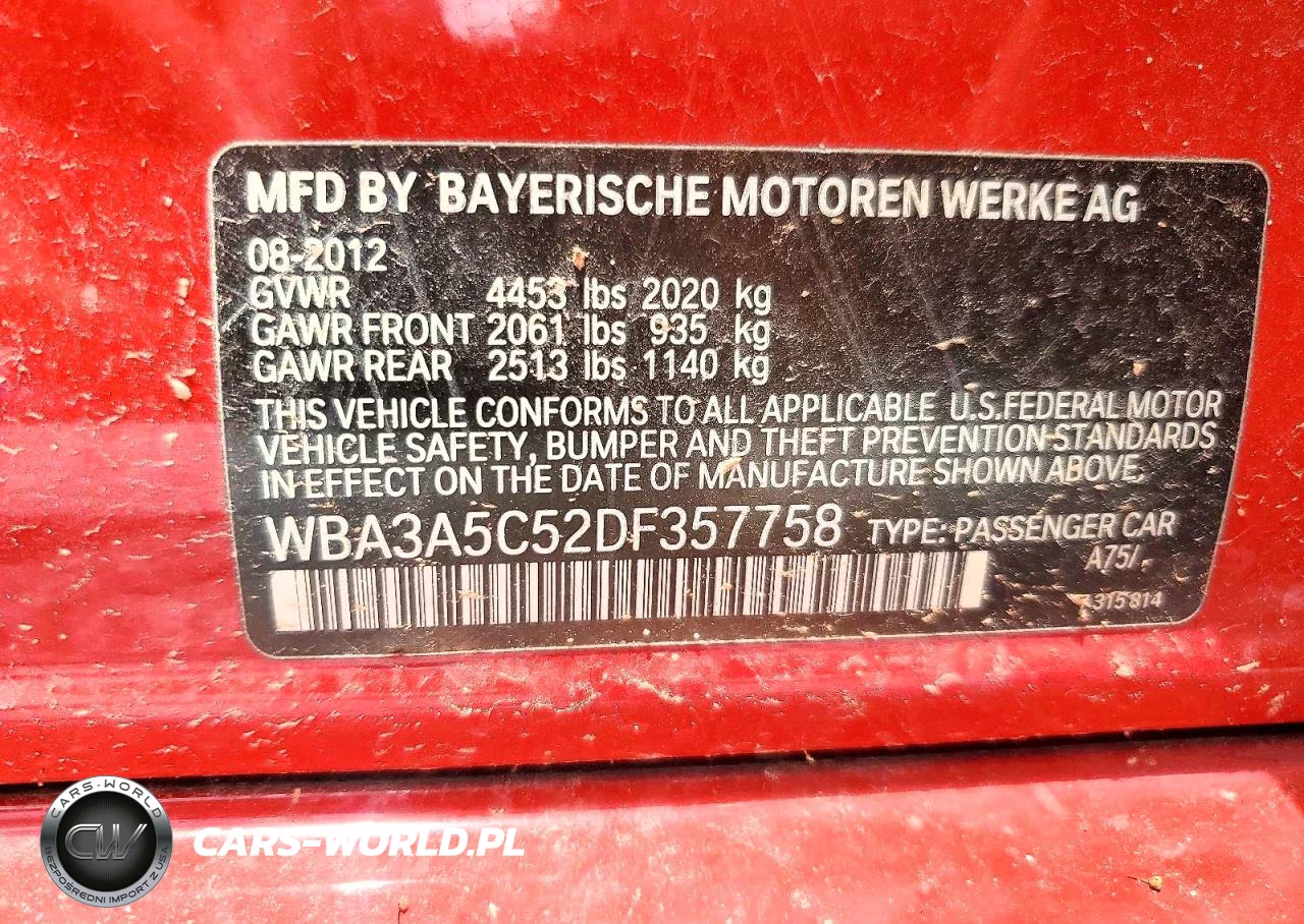 2013 BMW 328 I VIN:WBA3A5C52DF357758 - 12