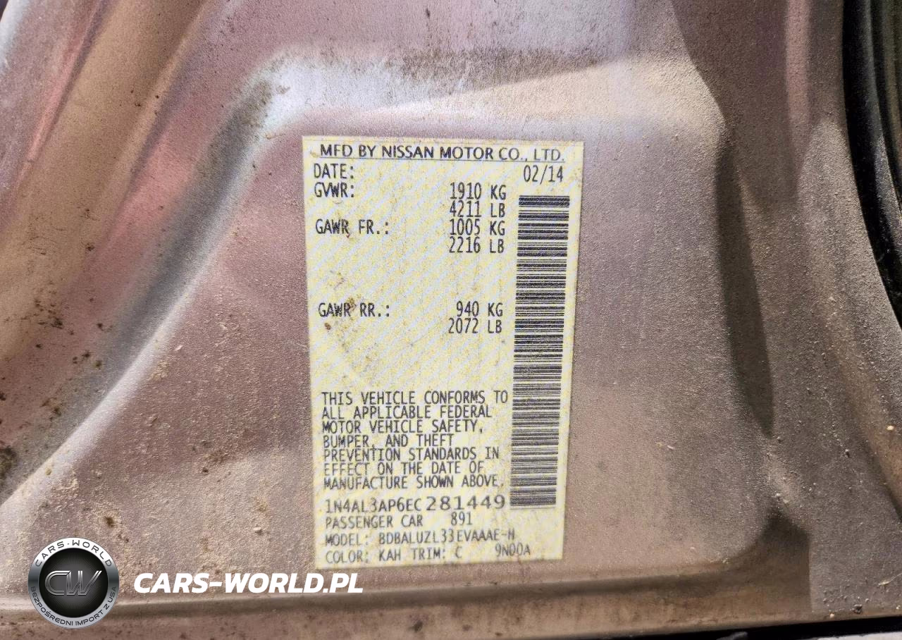 2014 Nissan Altima 2.5 Sv VIN:1N4AL3AP6EC281449 - 12