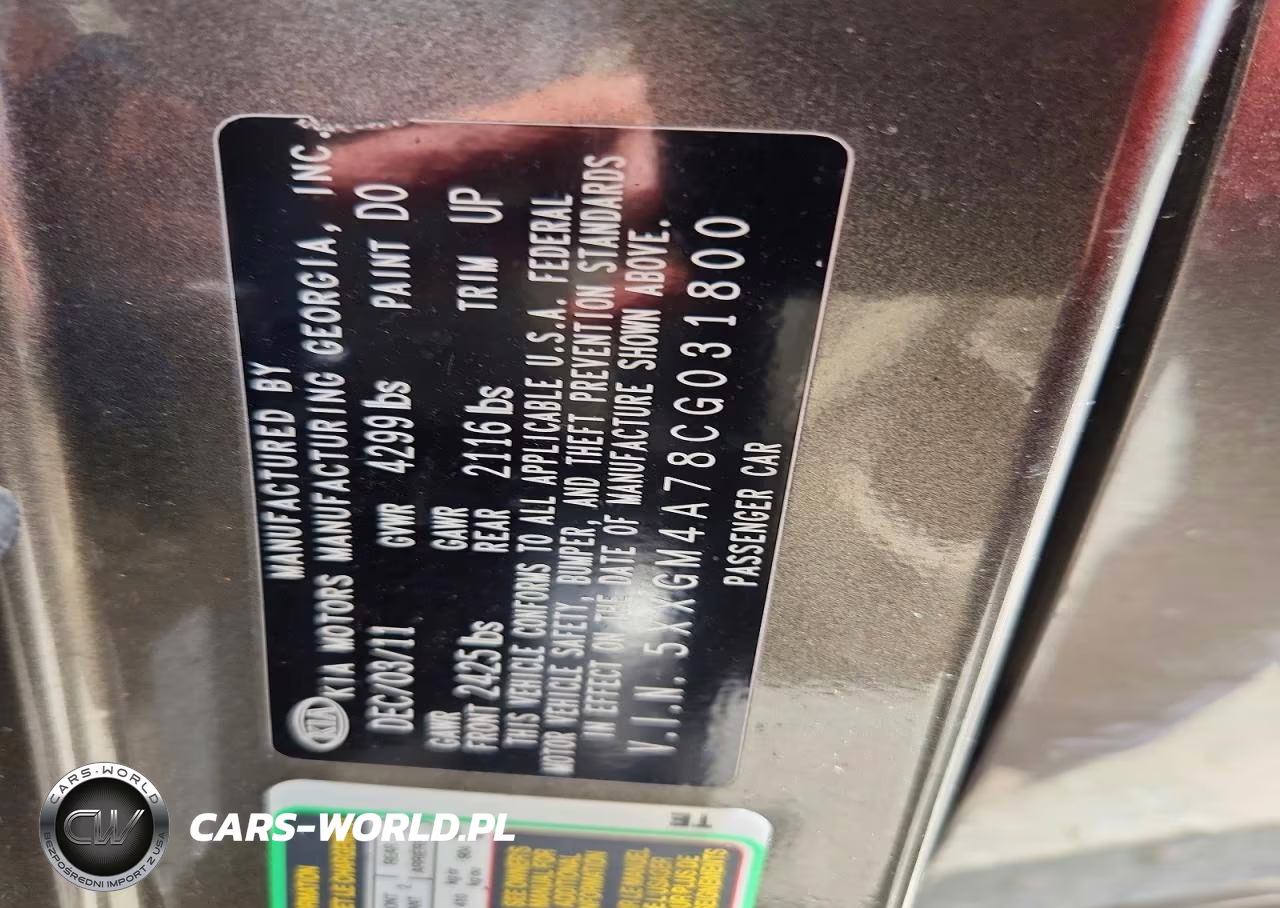 2012 Kia Optima Lx VIN:5XXGM4A78CG031800 - 12