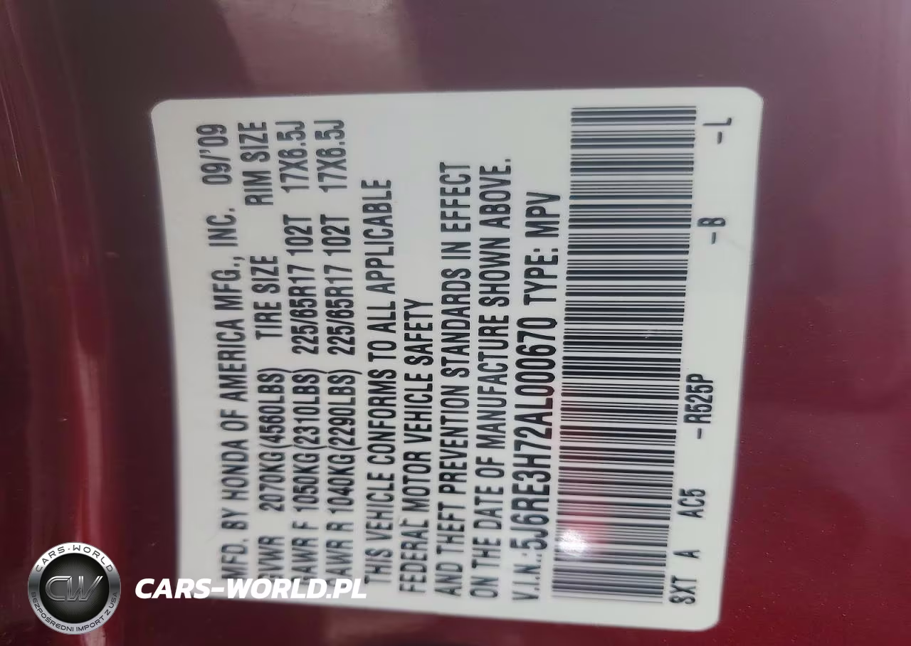 2010 Honda Cr-V Exl VIN:5J6RE3H72AL000670 - 14