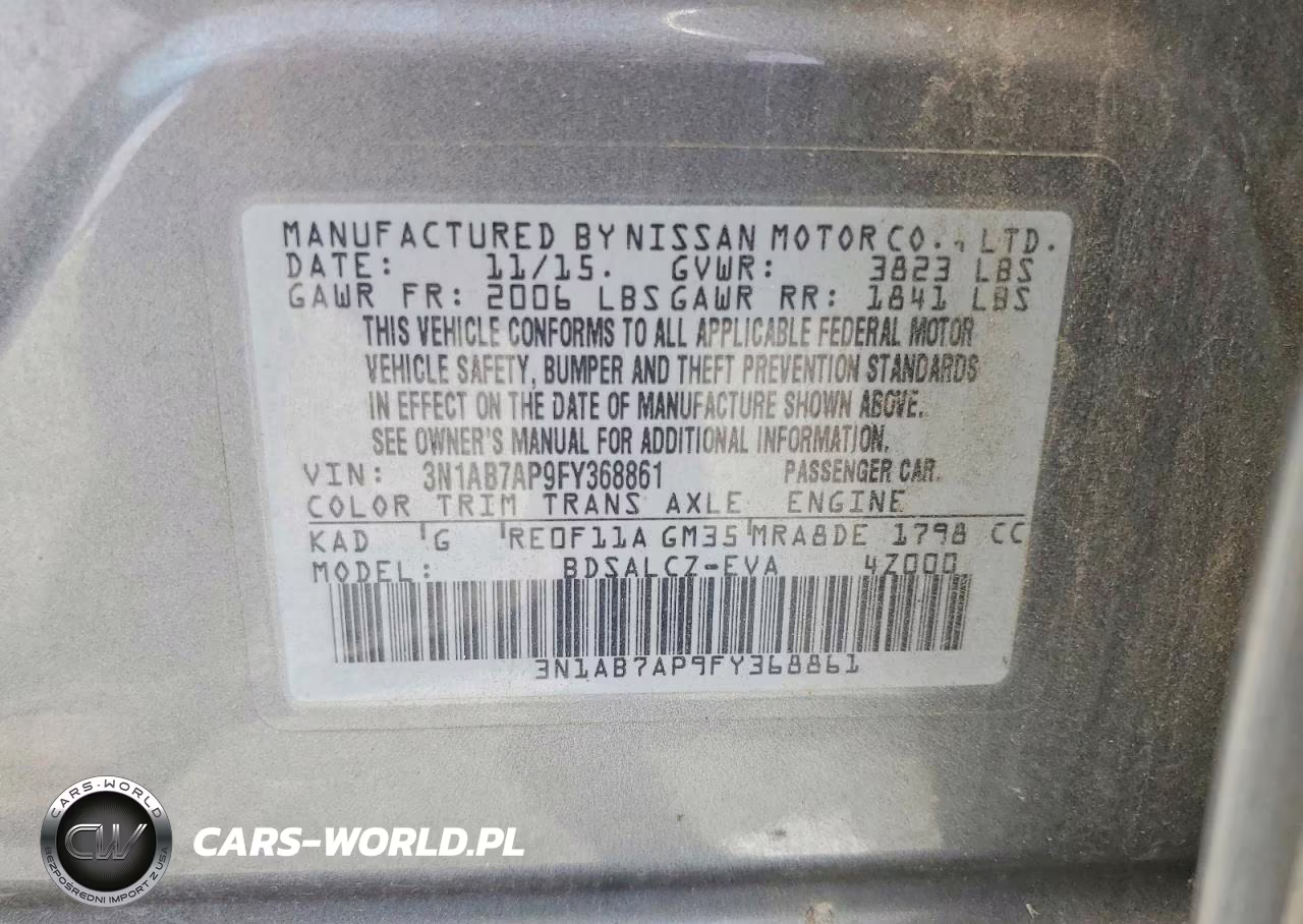 2015 Nissan Sentra S VIN:3N1AB7AP9FY368861 - 12