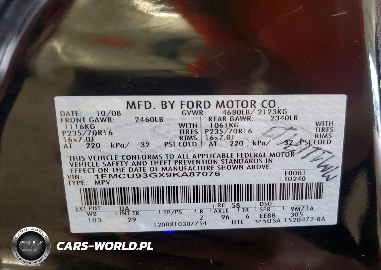 2009 Ford Escape Xlt VIN:1FMCU93GX9KA87076 - 13