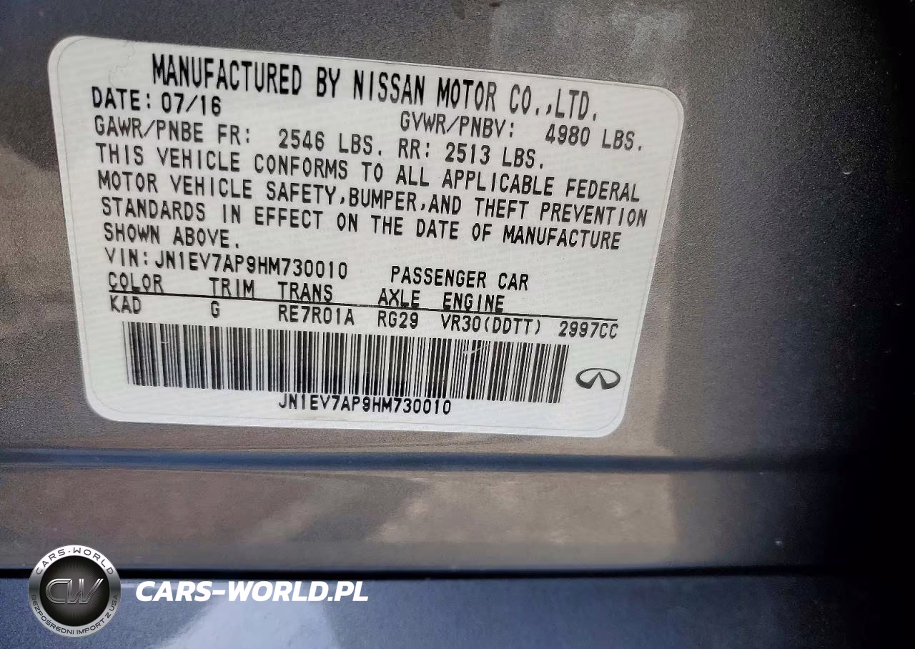2017 Infiniti Q50 3.0T Sport VIN:JN1EV7AP9HM730010 - 12