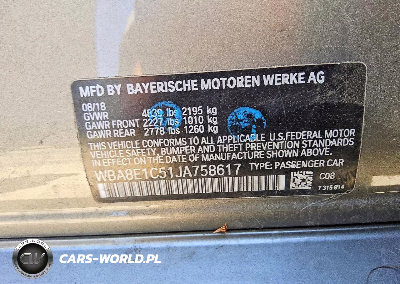 2018 BMW 330E VIN:WBA8E1C51JA758617 - 12