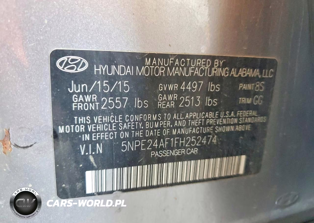 2015 Hyundai Sonata Se VIN:5NPE24AF1FH252474 - 12