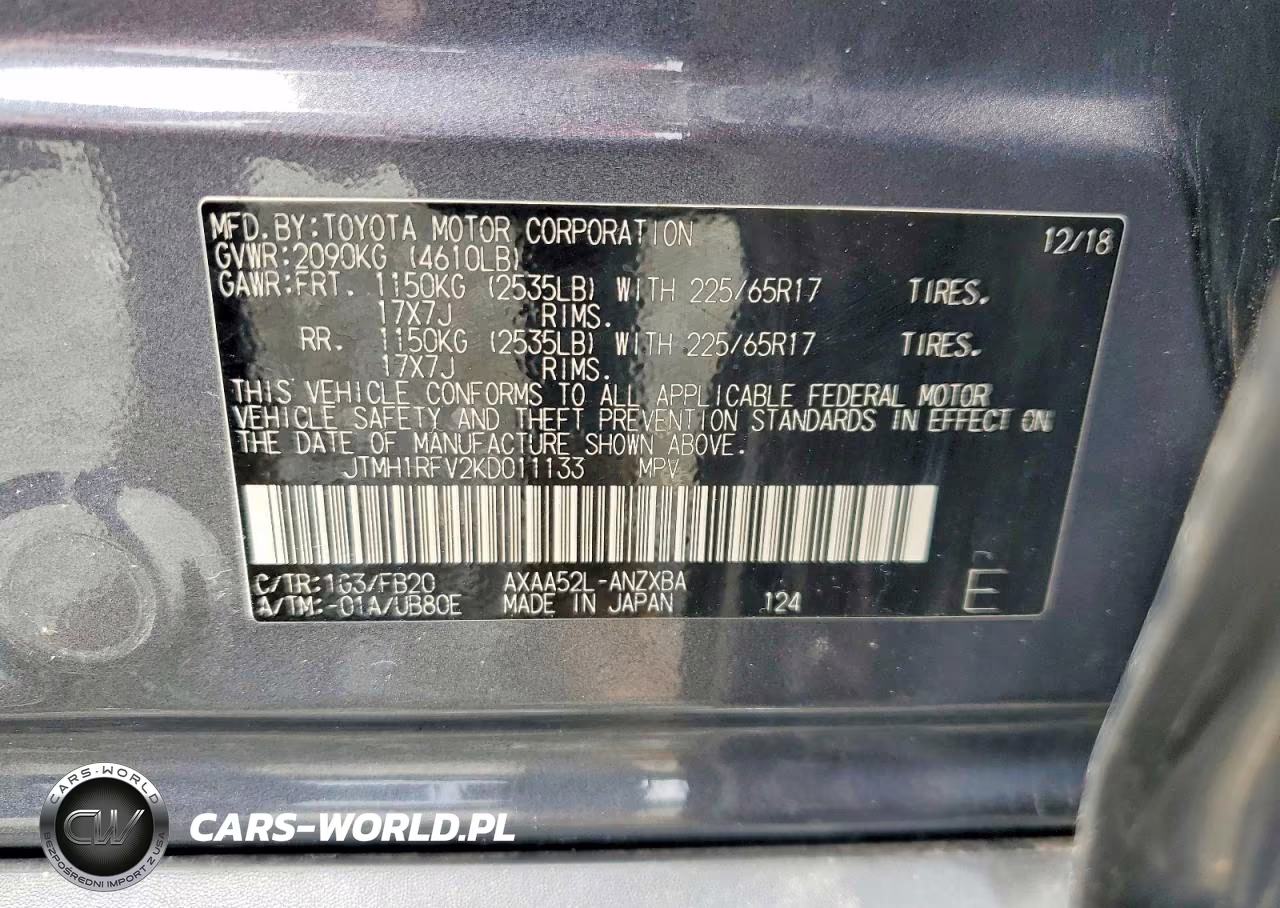 2019 Toyota Rav4 Le VIN:JTMH1RFV2KD011133 - 13