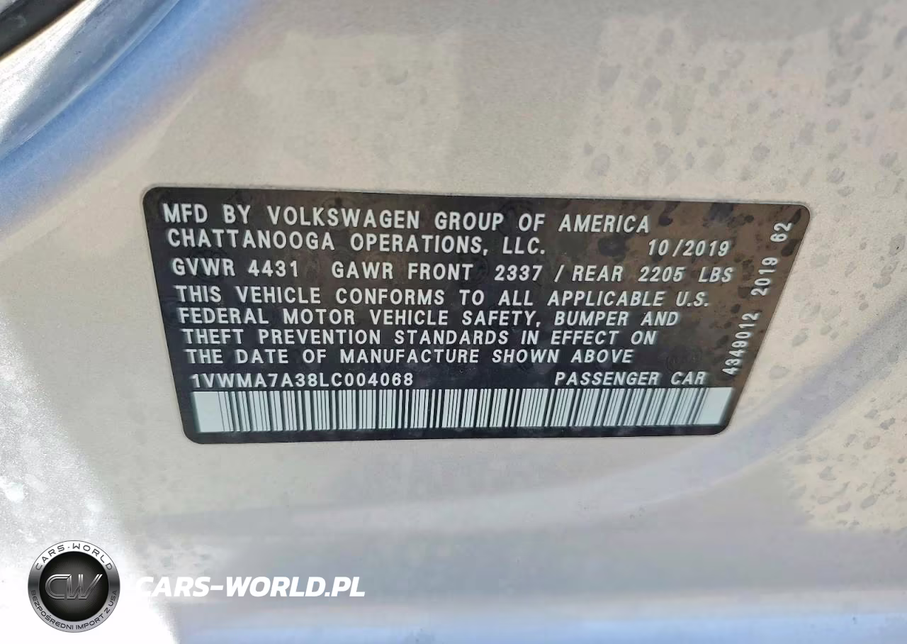 2020 Volkswagen Passat R-Line VIN:1VWMA7A38LC004068 - 13
