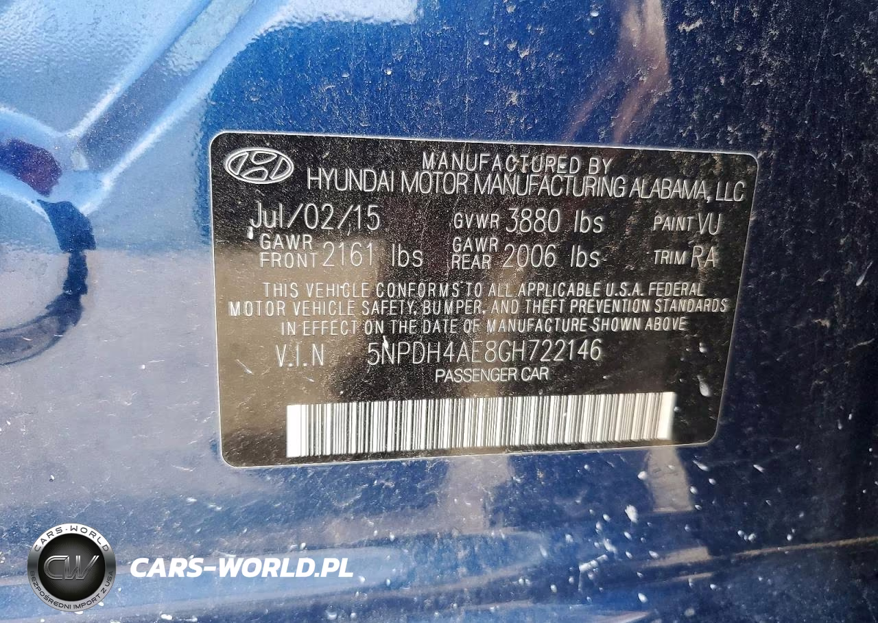 2016 Hyundai Elantra Se VIN:5NPDH4AE8GH722146 - 12