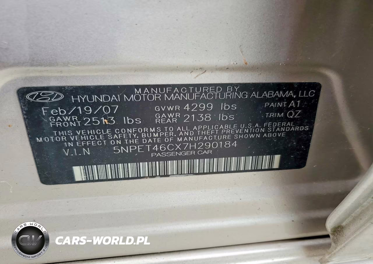 2007 Hyundai Sonata Gls VIN:5NPET46CX7H290184 - 12