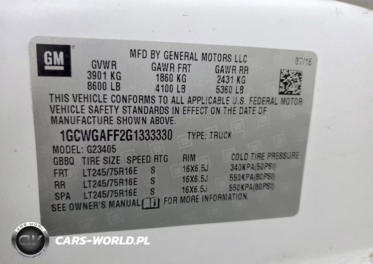 2016 Chev Express G2500 VIN:1GCWGAFF2G1333330 - 14