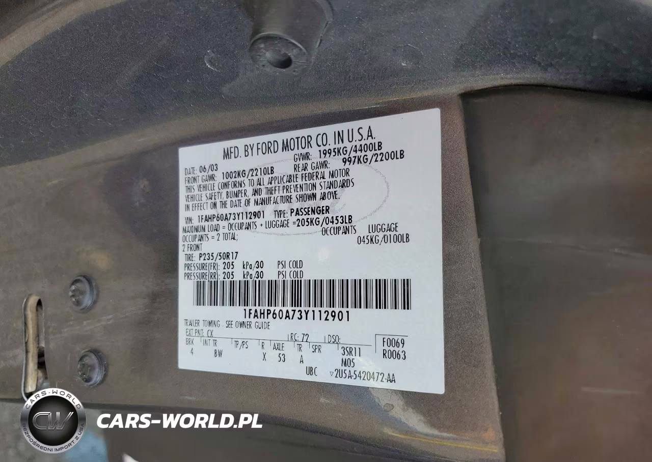 2003 Ford Thunderbird VIN:1FAHP60A73Y112901 - 12