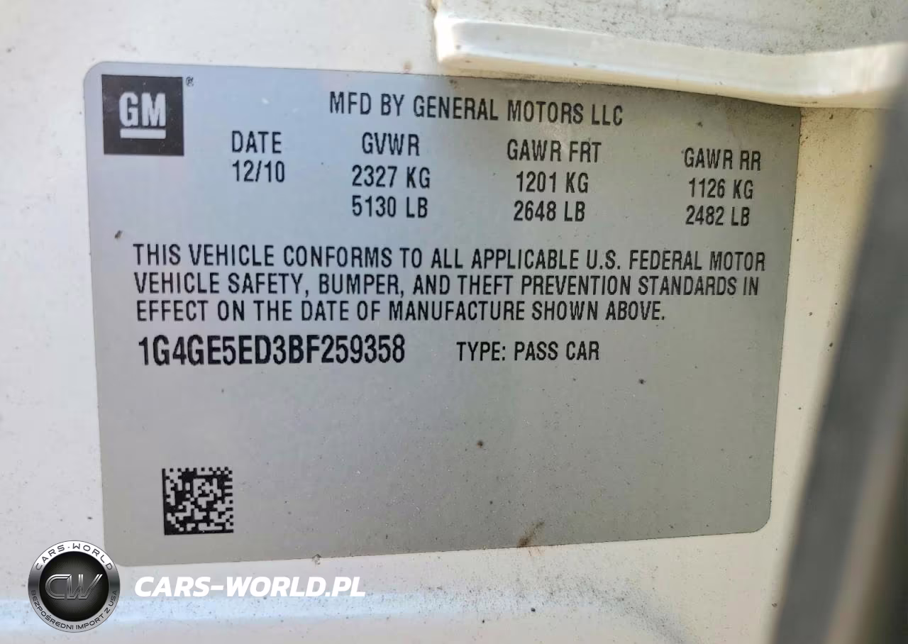 2011 Buick Lacrosse Cxs VIN:1G4GE5ED3BF259358 - 12