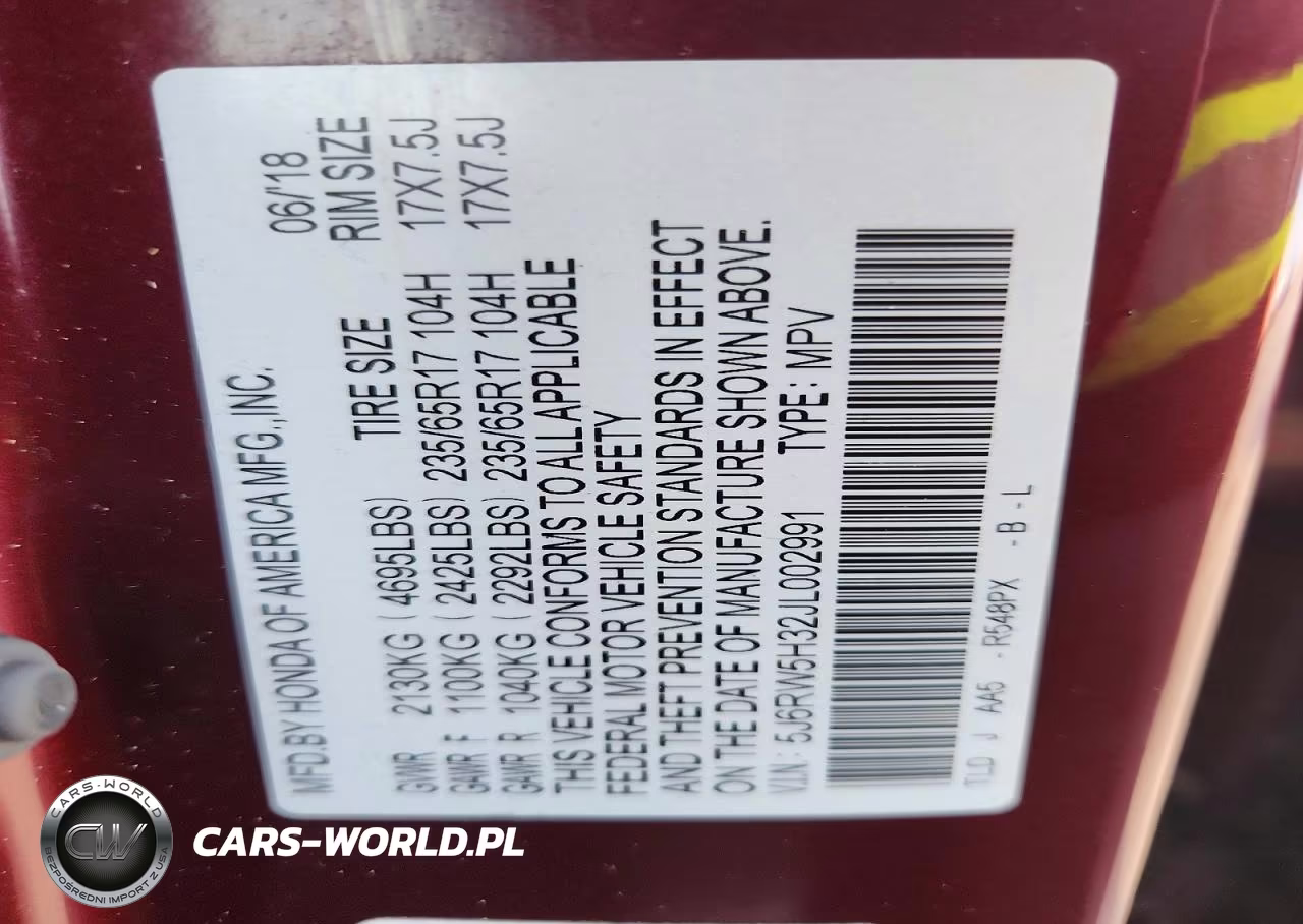 2018 Honda Cr-V Lx VIN:5J6RW5H32JL002991 - 12