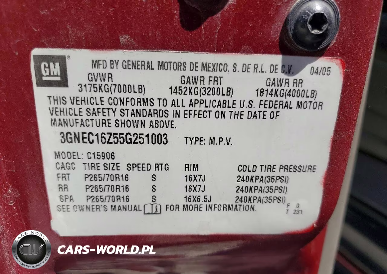 2005 Chevrolet Surburban VIN:3GNEC16Z55G251003 - 12