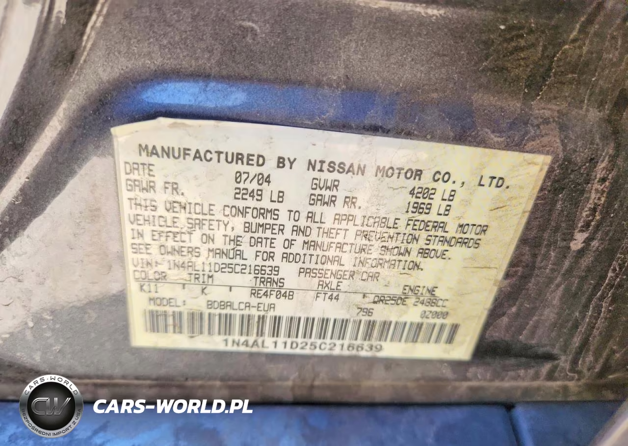 2005 Nissan Altima VIN:1N4AL11D25C216639 - 12