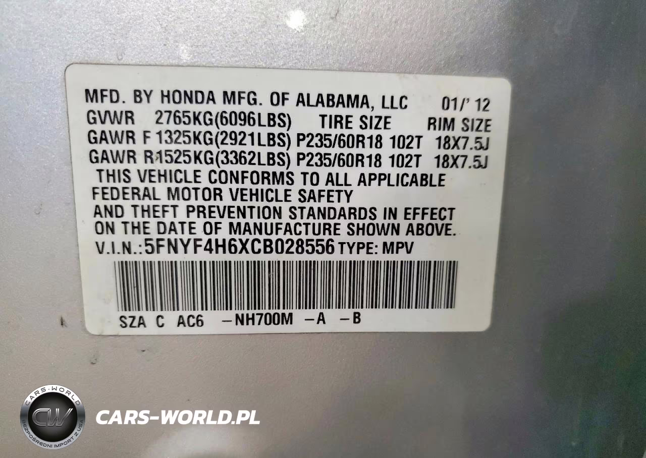 2012 Honda Pilot Exl VIN:5FNYF4H6XCB028556 - 13
