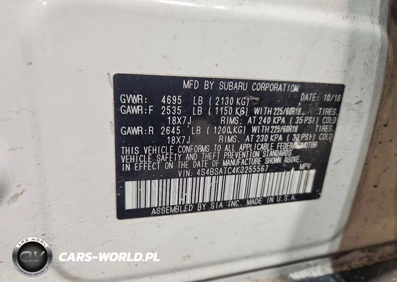 2019 Subaru Outback Touring VIN:4S4BSATC4K3255567 - 12