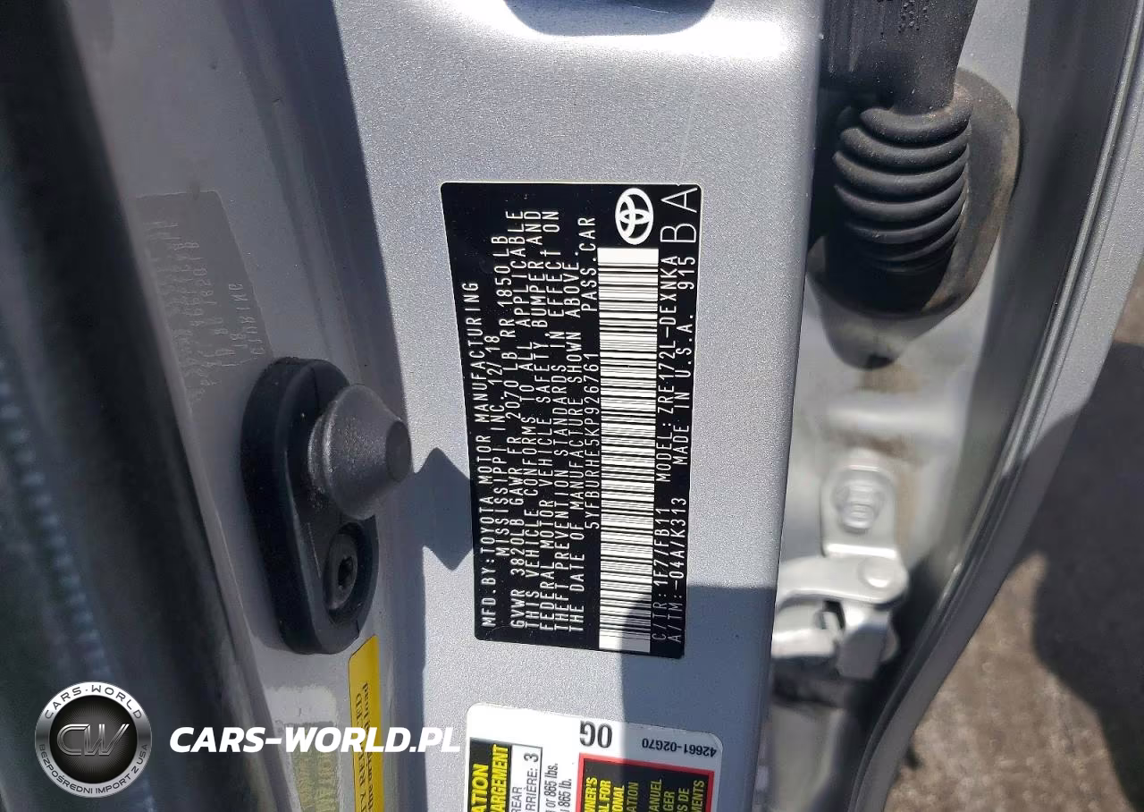 2019 Toyota Corolla Le VIN:5YFBURHE5KP926761 - 12