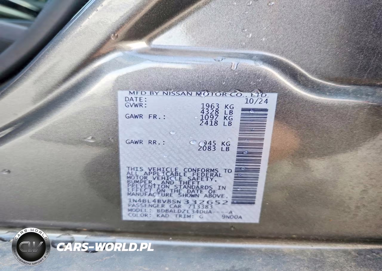2025 Nissan Altima S VIN:1N4BL4BV8SN332652 - 12
