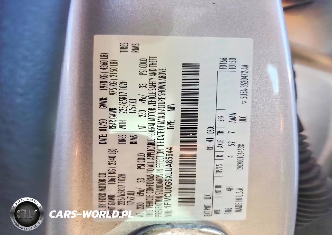 2020 Ford Escape Se VIN:1FMCU0G6XLUA85644 - 12