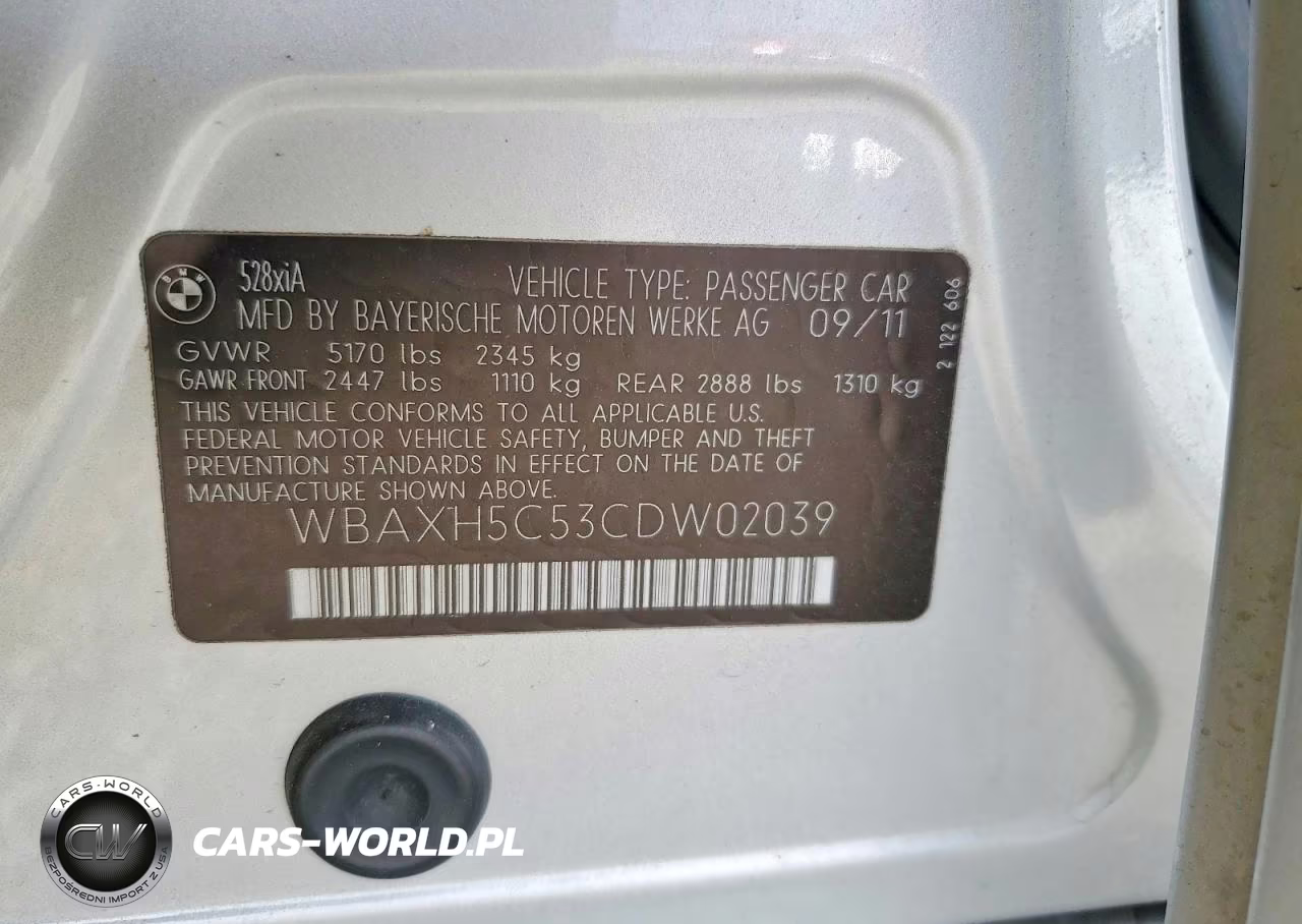 2012 BMW 528 Xi VIN:WBAXH5C53CDW02039 - 12