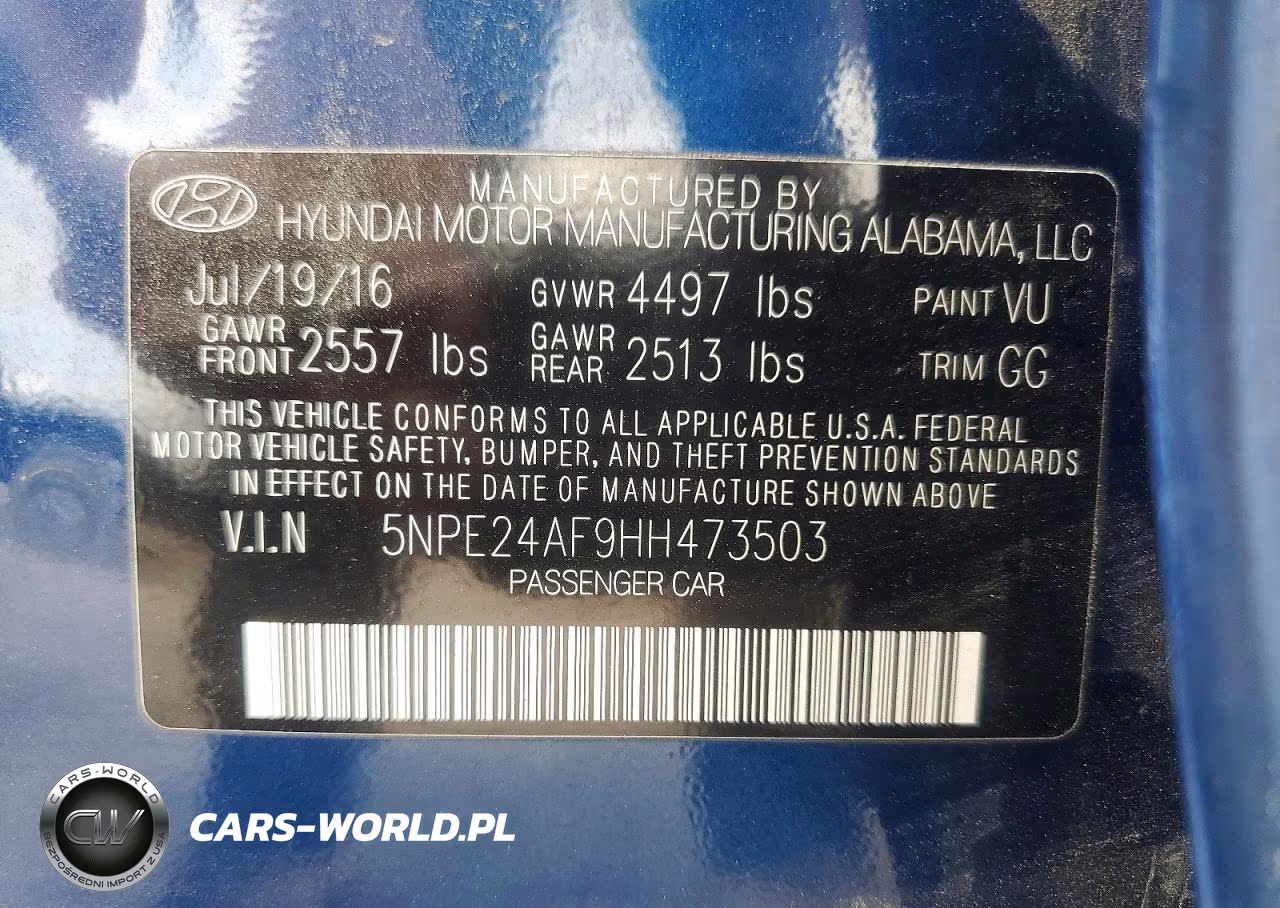 2017 Hyundai Sonata Se VIN:5NPE24AF9HH473503 - 12