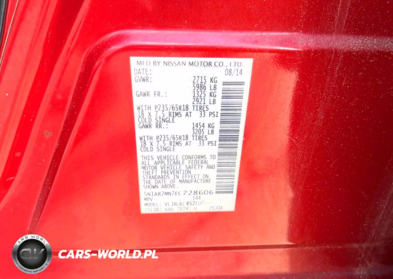 NISSAN PATHFINDER VIN:5N1AR2MN7EC728606 - 10