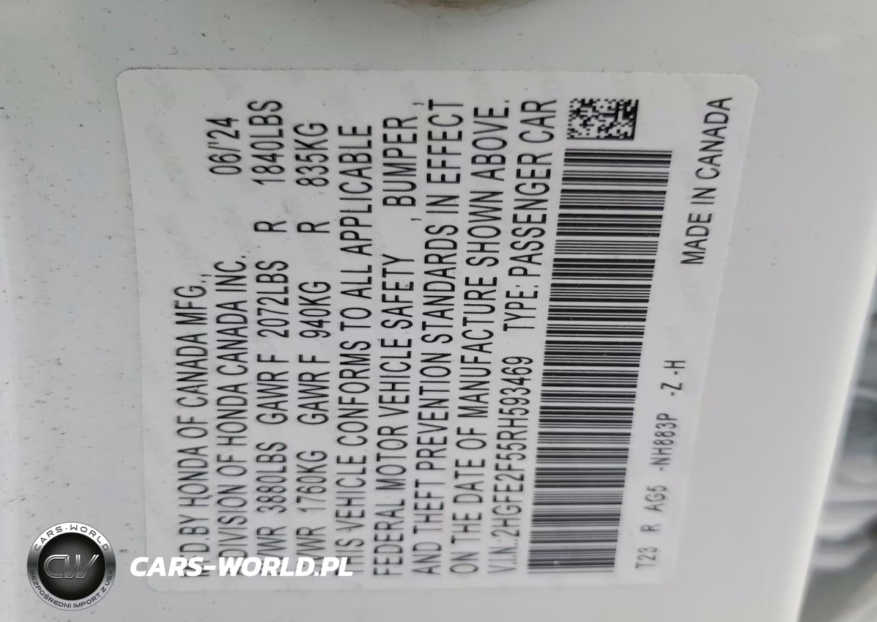 2024 Honda Civic Sport VIN:2HGFE2F55RH593469 - 12