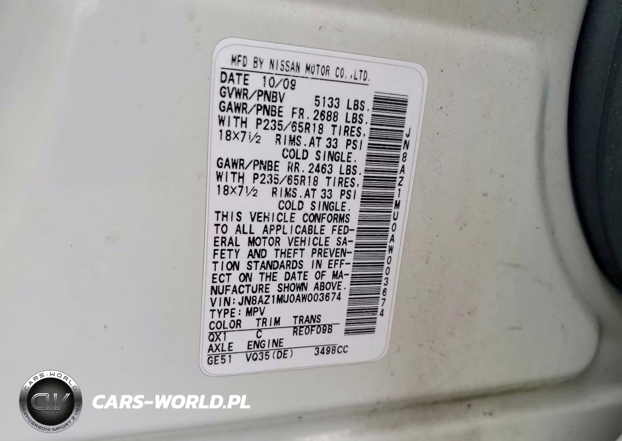 2010 Nissan Murano S VIN:JN8AZ1MU0AW003674 - 13