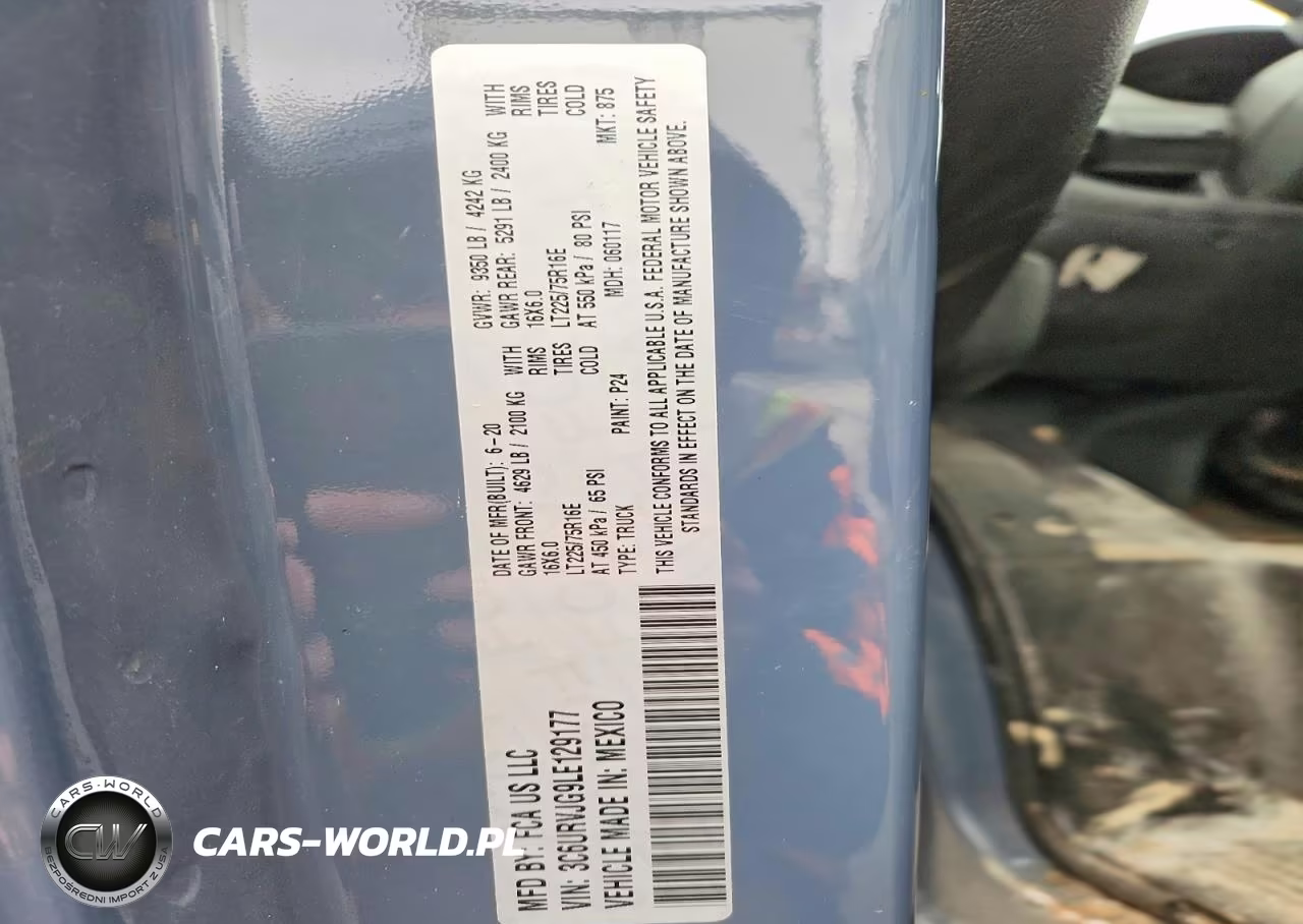 2020 Ram Promaster 3500 Delivery Van VIN:3C6URVJG9LE129177 - 12