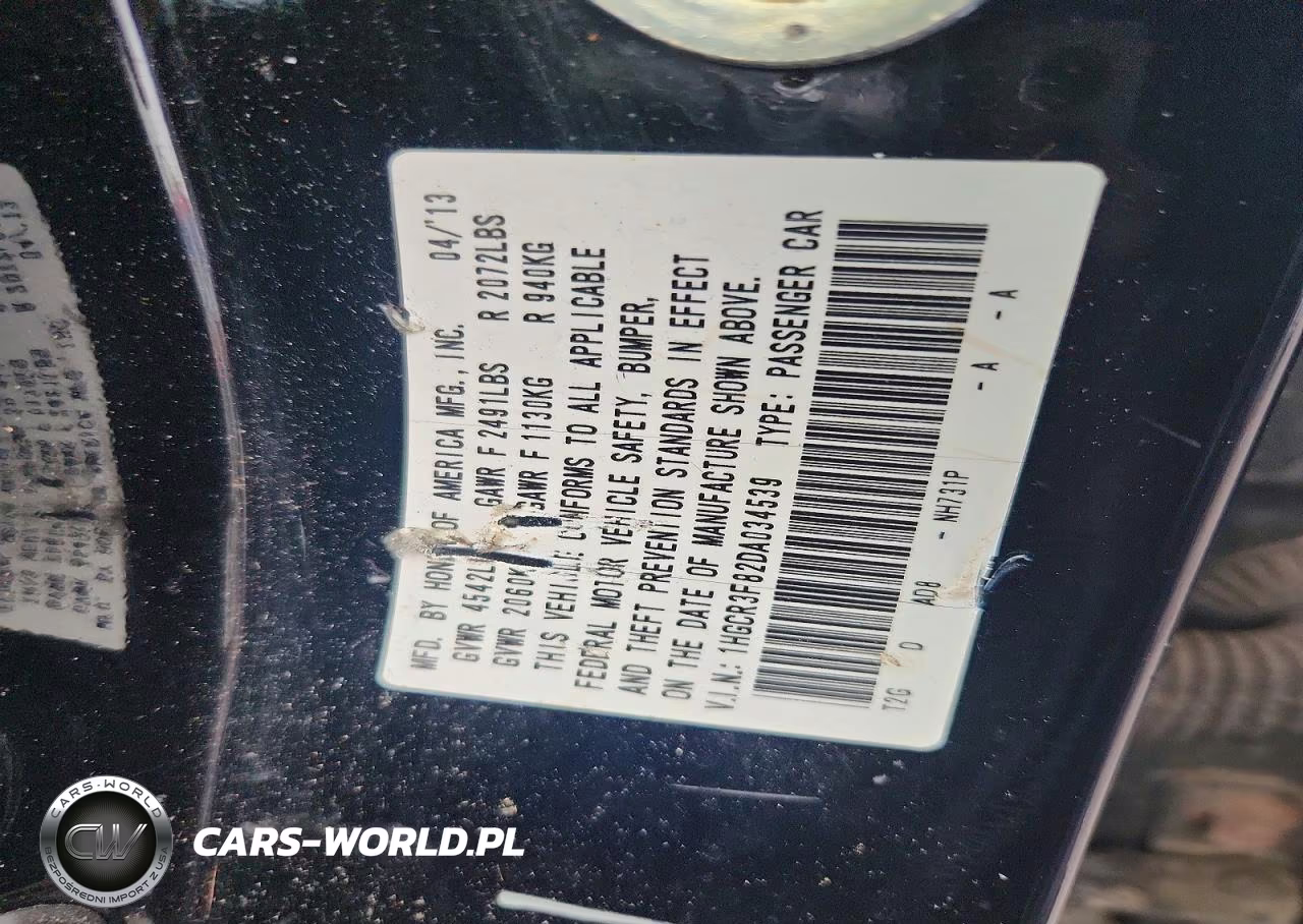 2013 Honda Accord Exl VIN:1HGCR3F82DA034539 - 12