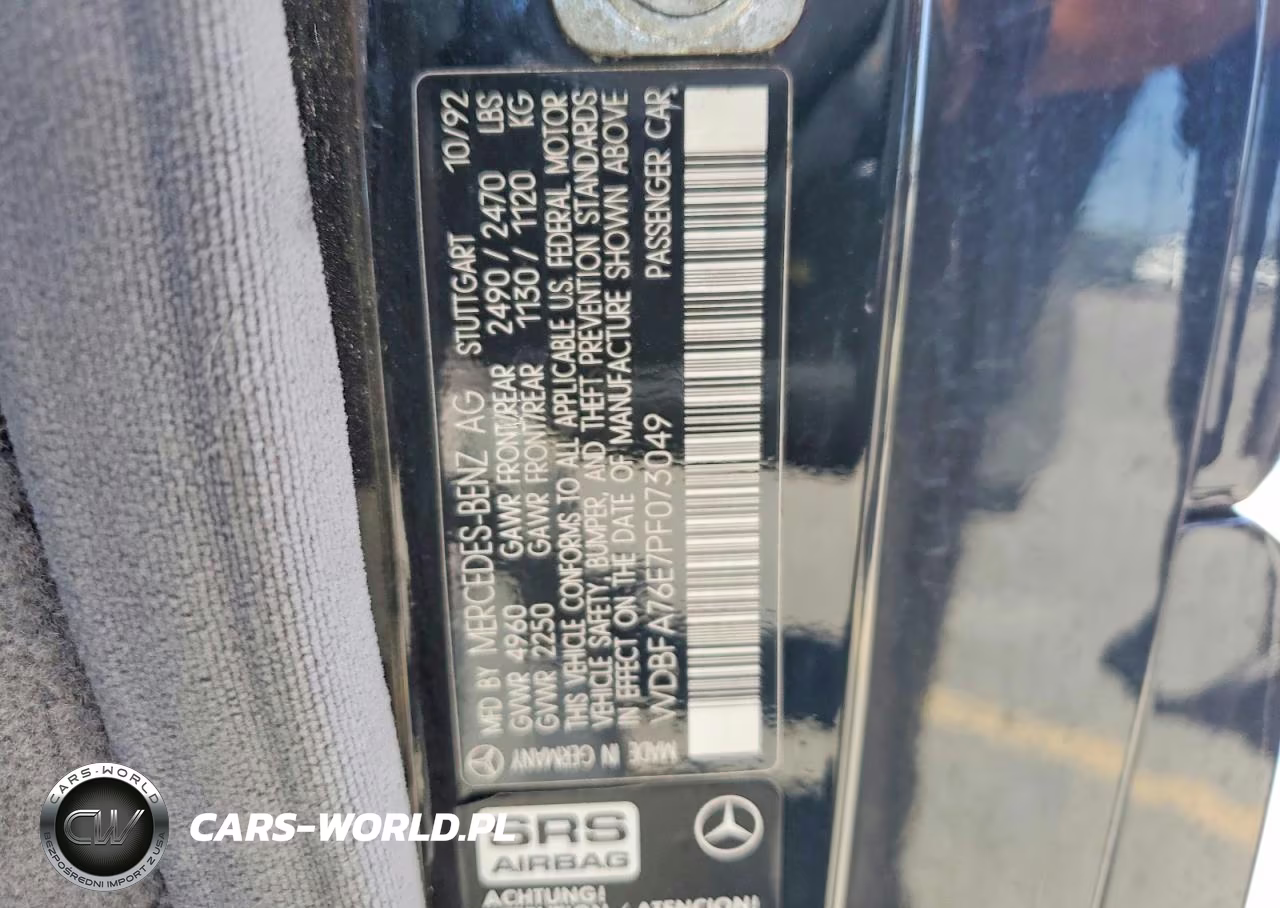 1993 Mercedes-Benz 600 Sl VIN:WDBFA76E7PF073049 - 12