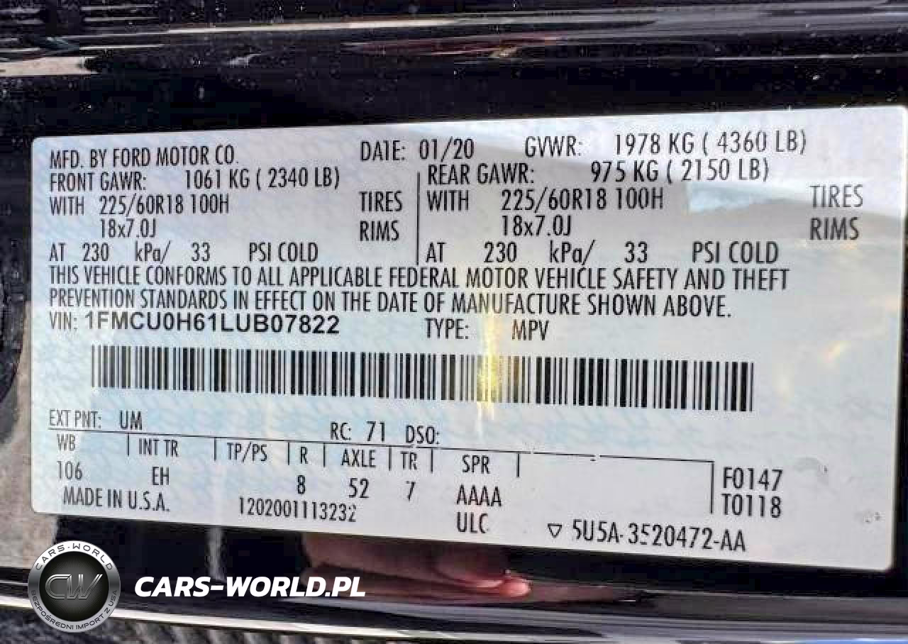 2020 Ford Escape Sel VIN:1FMCU0H61LUB07822 - 15
