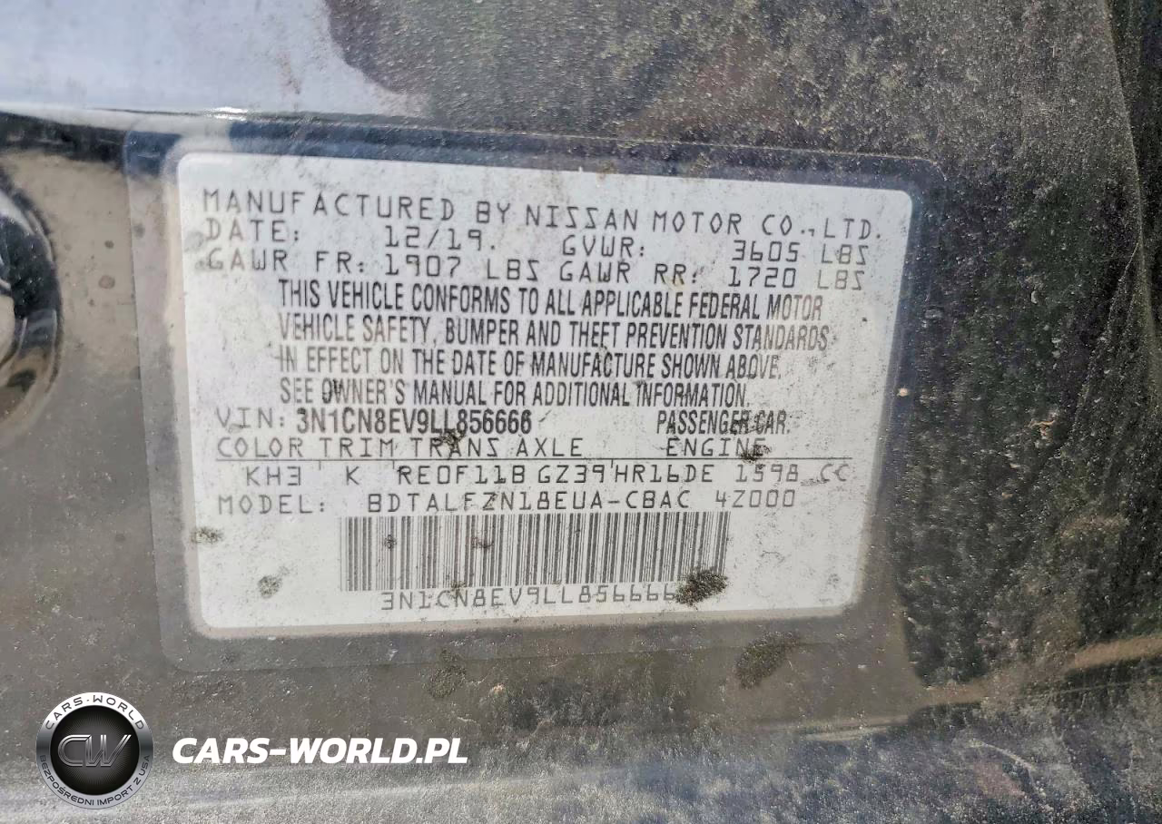 2020 Nissan Versa Sv VIN:3N1CN8EV9LL856666 - 12