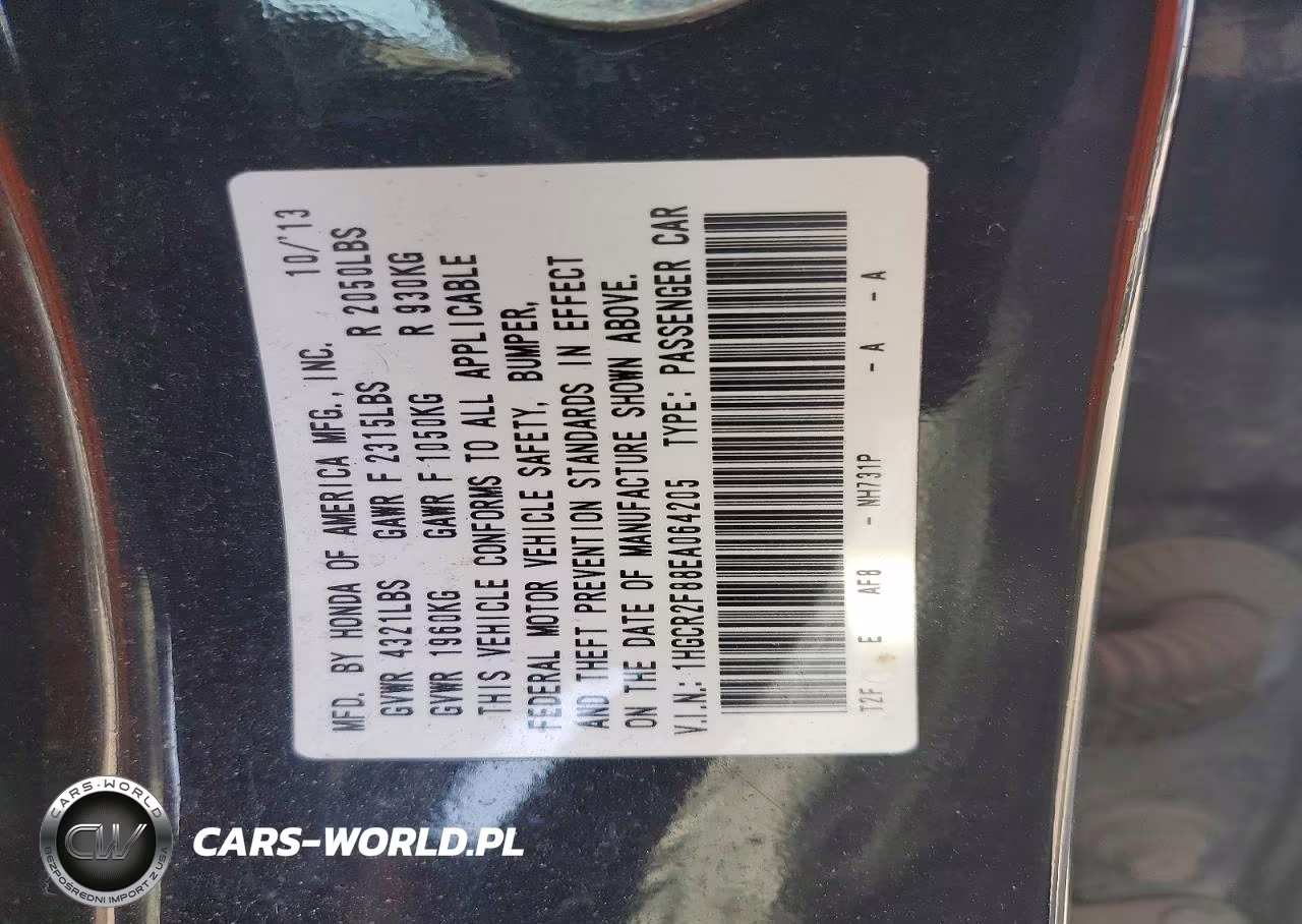 2014 Honda Accord Exl VIN:1HGCR2F88EA064205 - 12