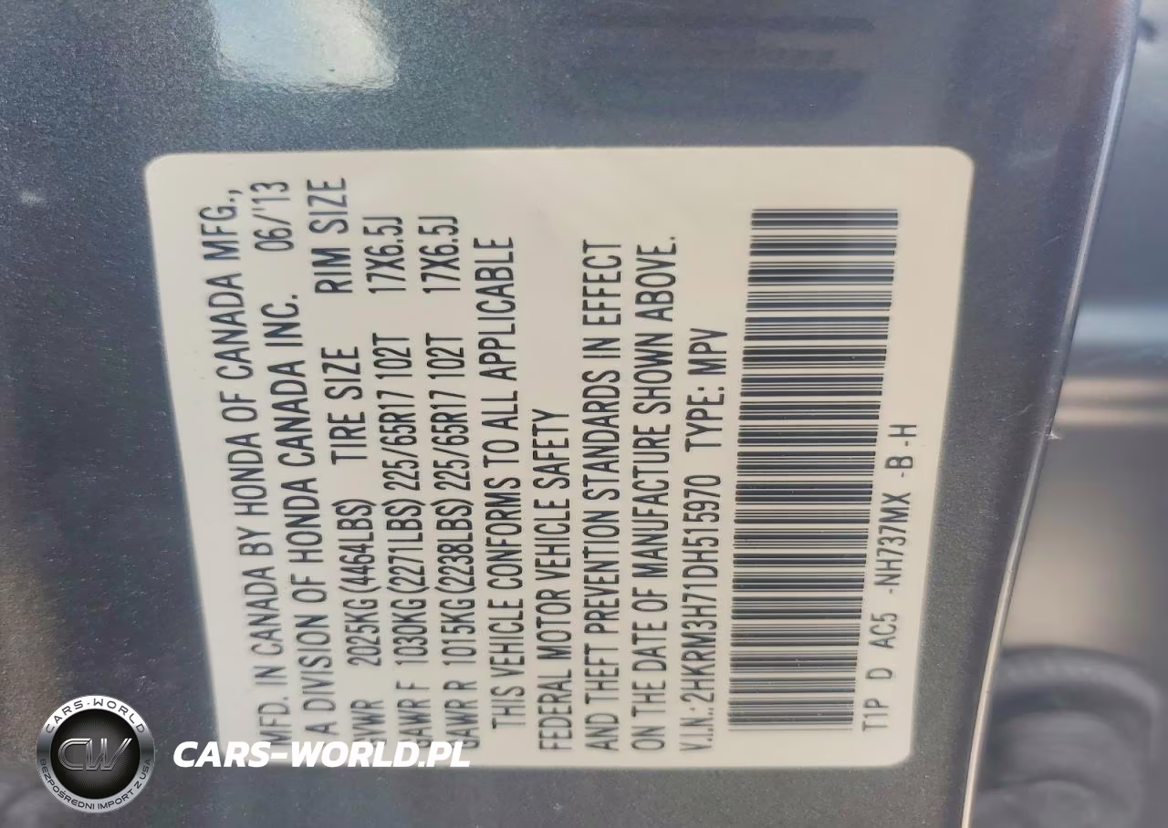 2013 Honda Cr-V Exl VIN:2HKRM3H71DH515970 - 12