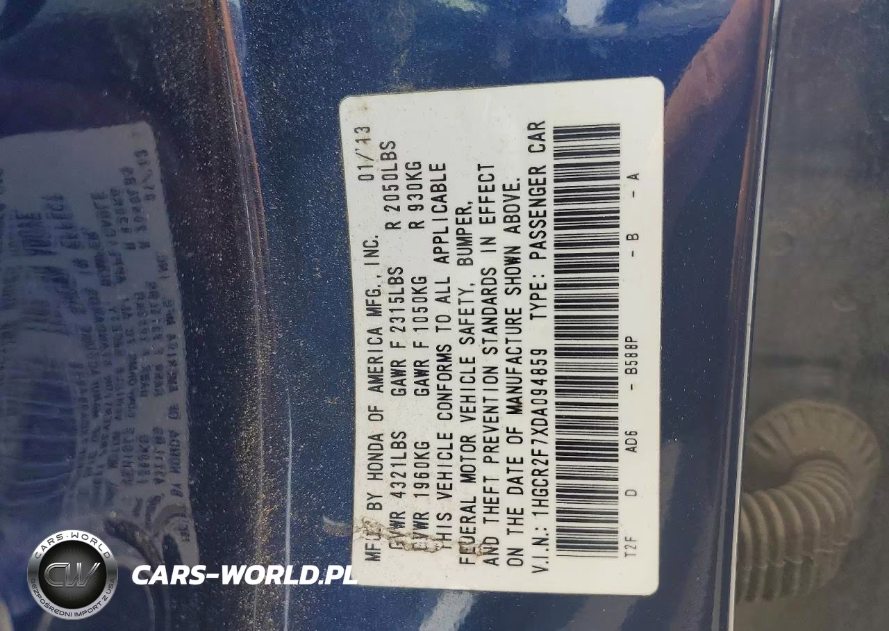 2013 Honda Accord Ex VIN:1HGCR2F7XDA094859 - 12