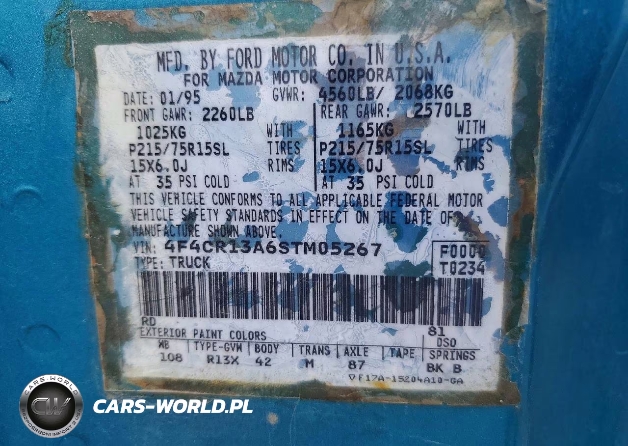 1995 Mazda B2300 VIN:4F4CR13A6STM05267 - 12