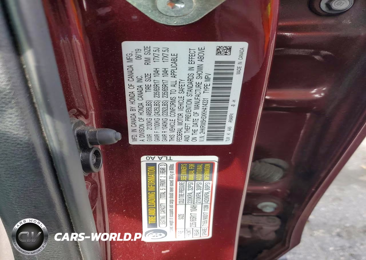 2019 Honda Cr-V Lx VIN:2HKRW5H3XKH414331 - 14
