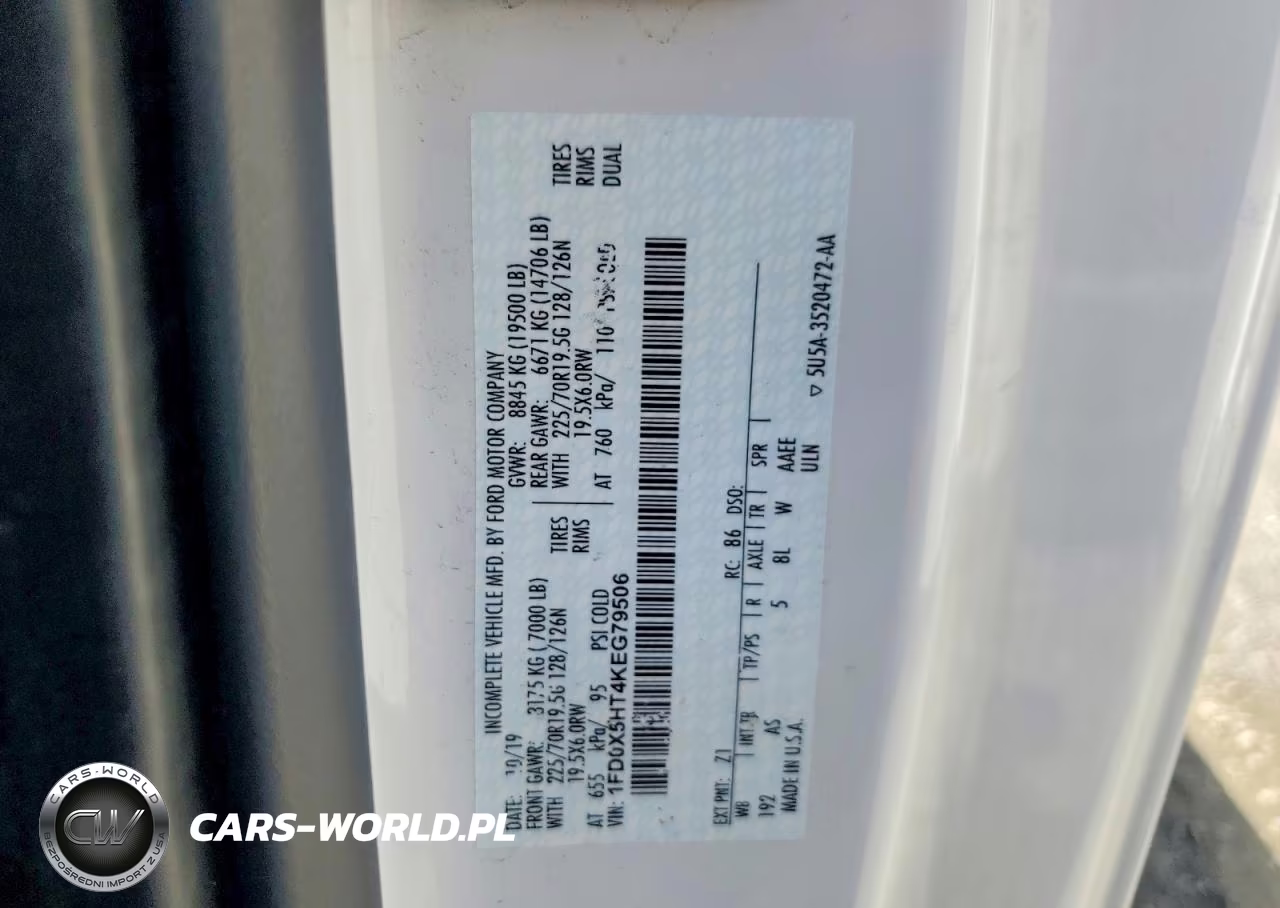 2019 Ford F550 Super Duty VIN:1FD0X5HT4KEG79506 - 12