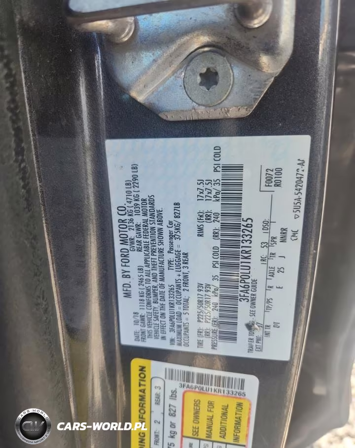 2019 Ford Fusion Se VIN:3FA6P0LU1KR133265 - 12