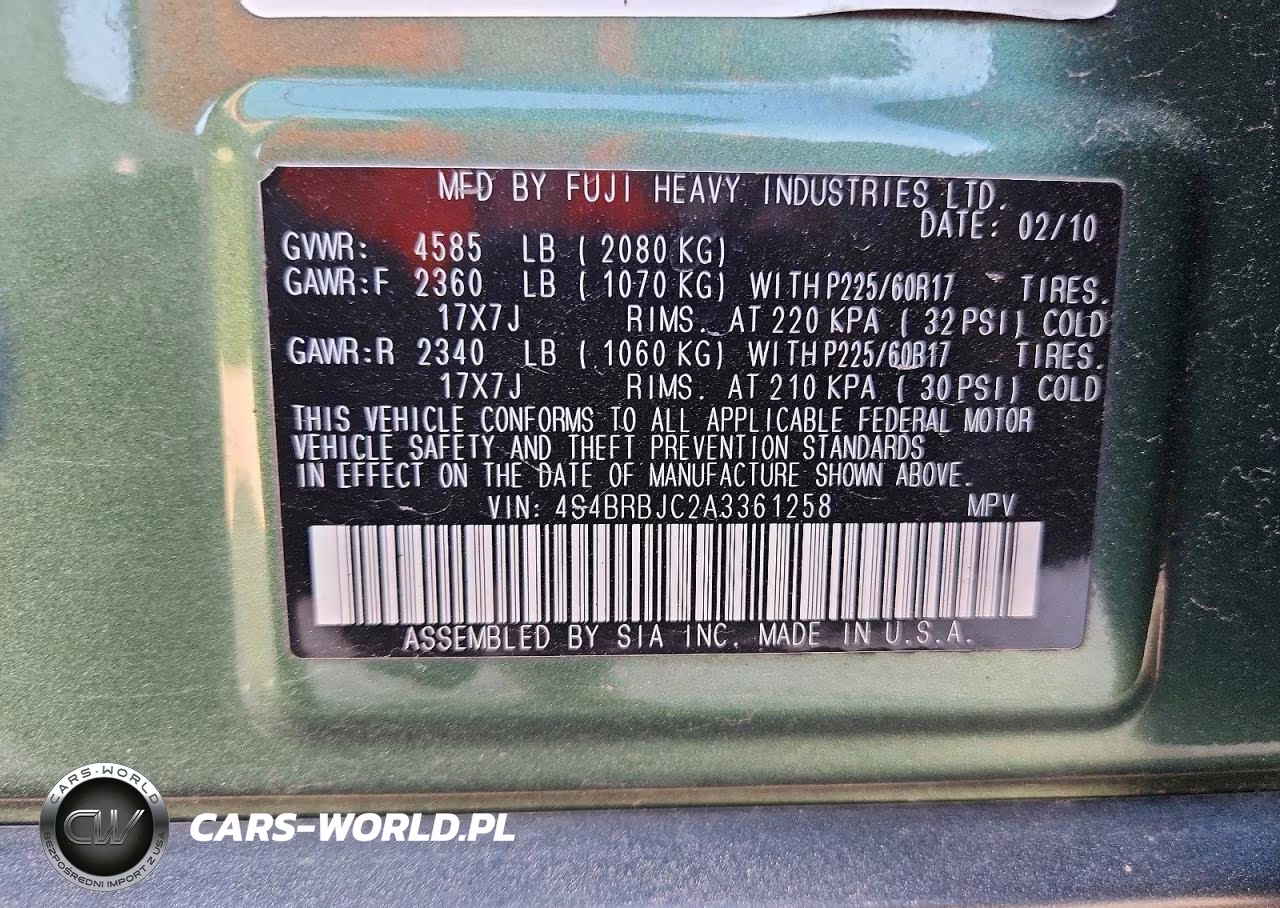 2010 Subaru Outback 2.5I Limited VIN:4S4BRBJC2A3361258 - 12